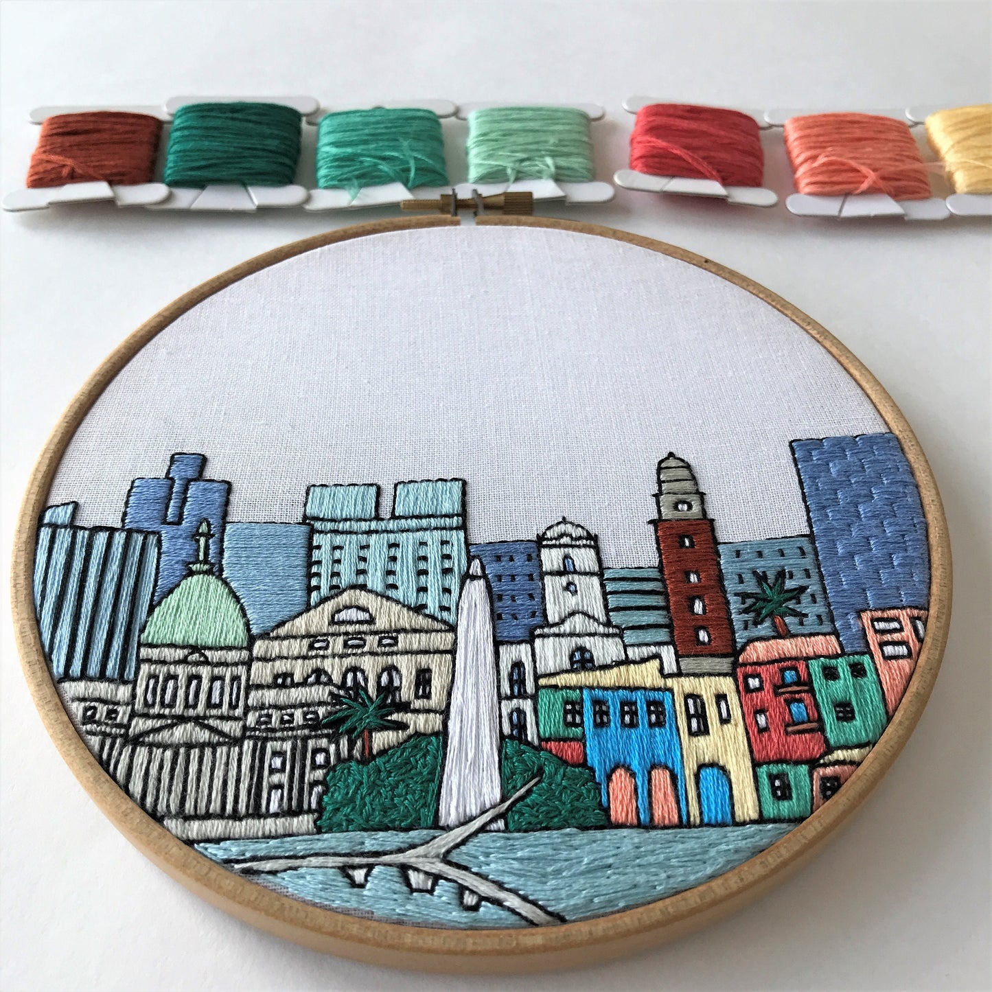 Buenos Aires, Argentina, Cityscape - Hand Embroidery Pattern (PDF)
