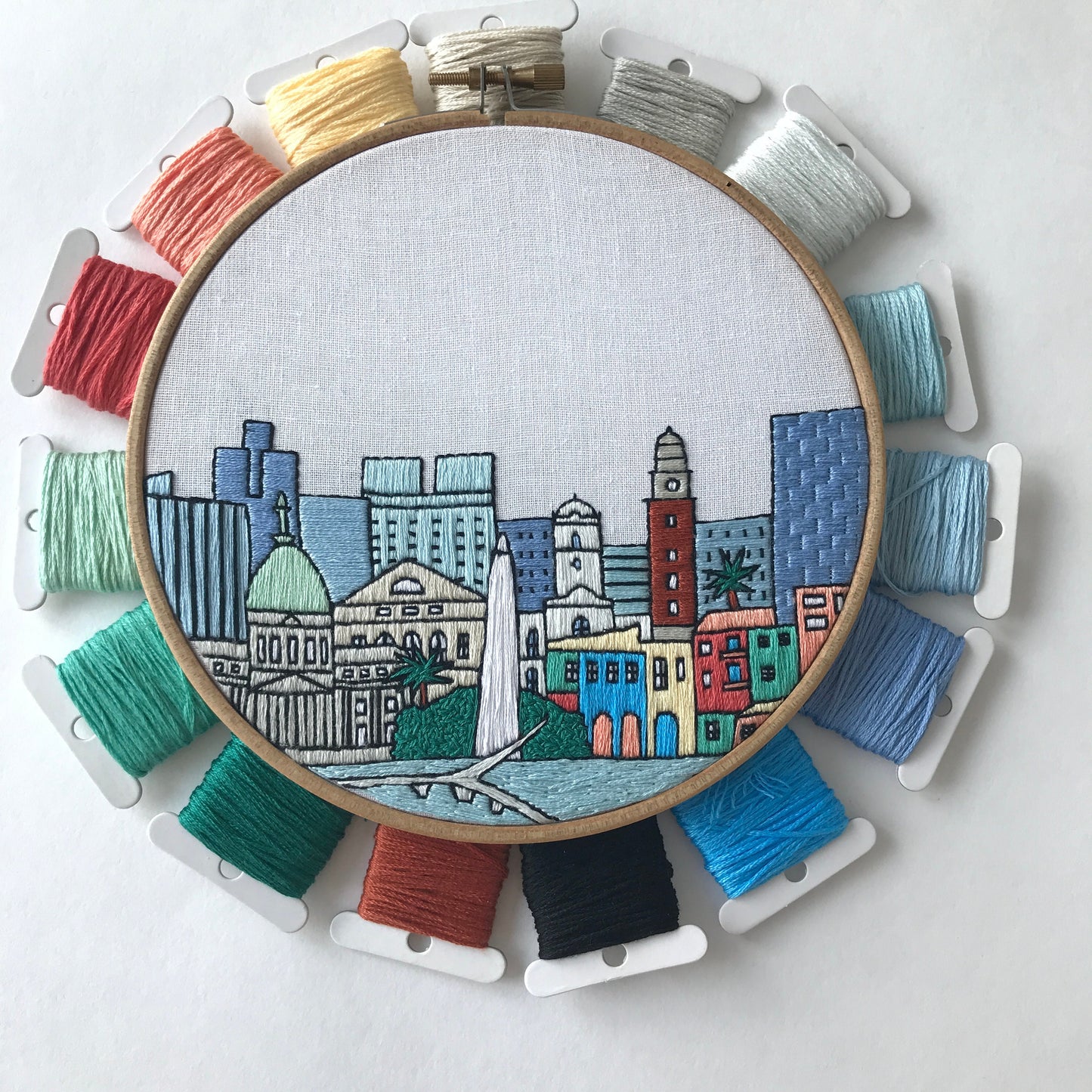 Buenos Aires, Argentina, Cityscape - Hand Embroidery Pattern (PDF)