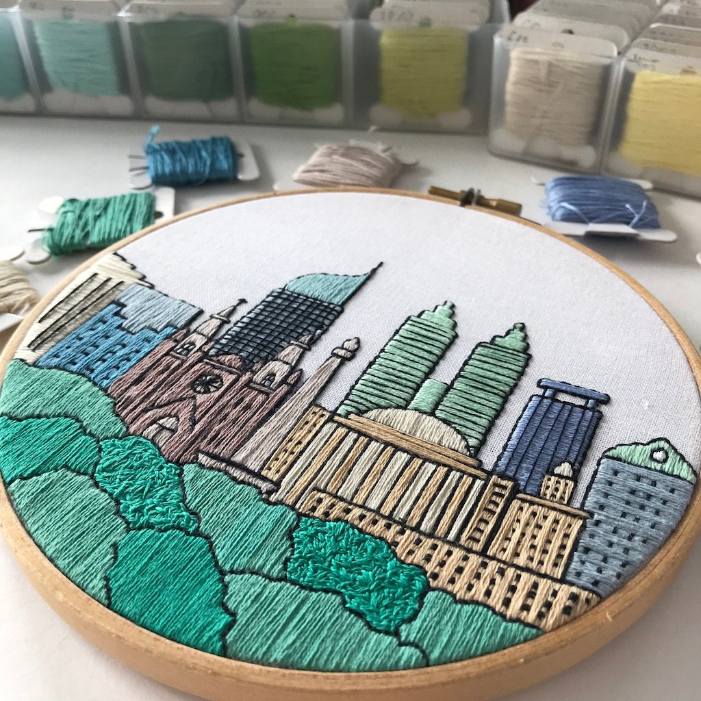 Jakarta, Indonesia, Cityscape - Hand Embroidery Pattern (PDF)