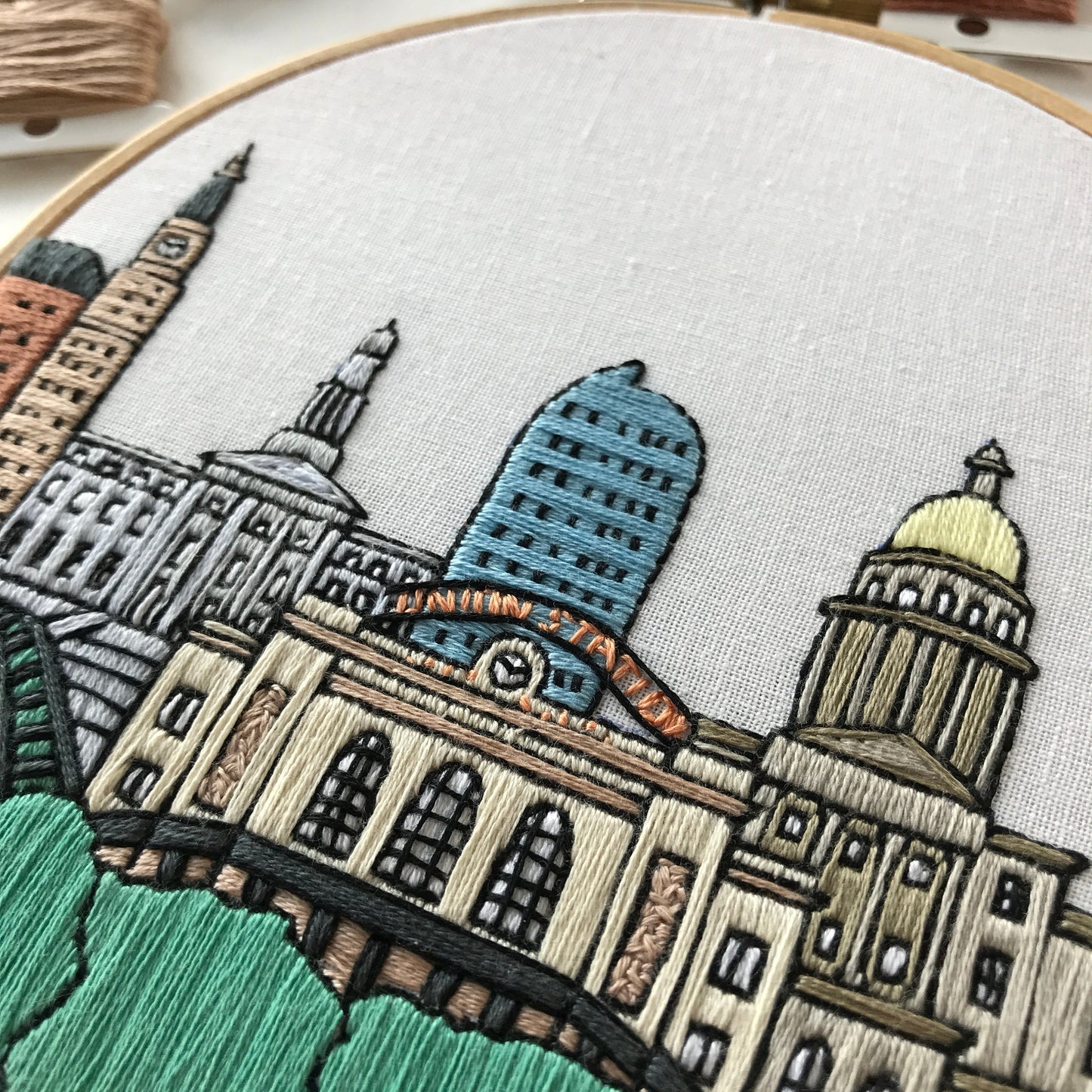 Denver, CO, Skyline - Hand Embroidery Pattern (PDF)