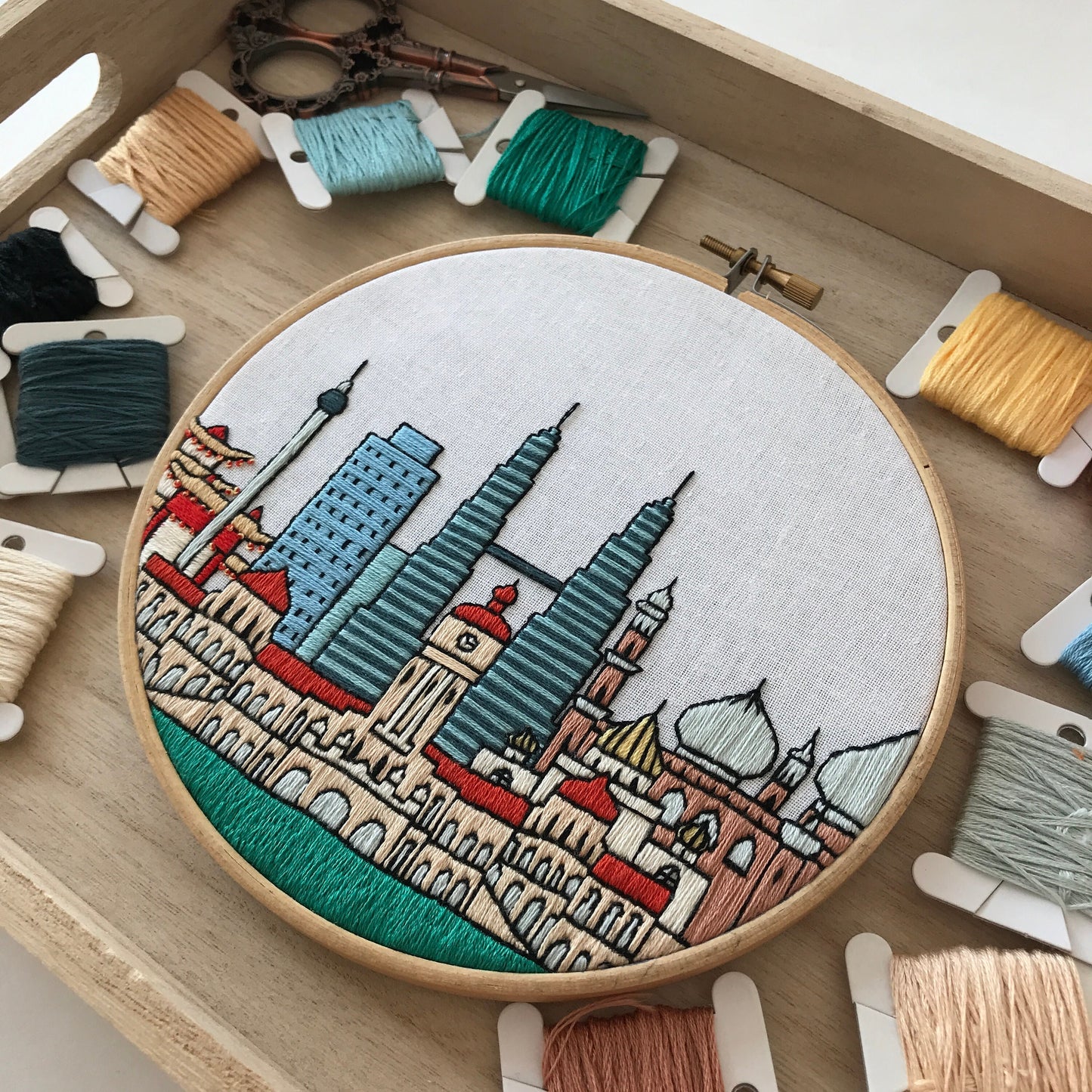 Kuala Lumpur, Malaysia, Cityscape - Hand Embroidery Pattern (PDF)