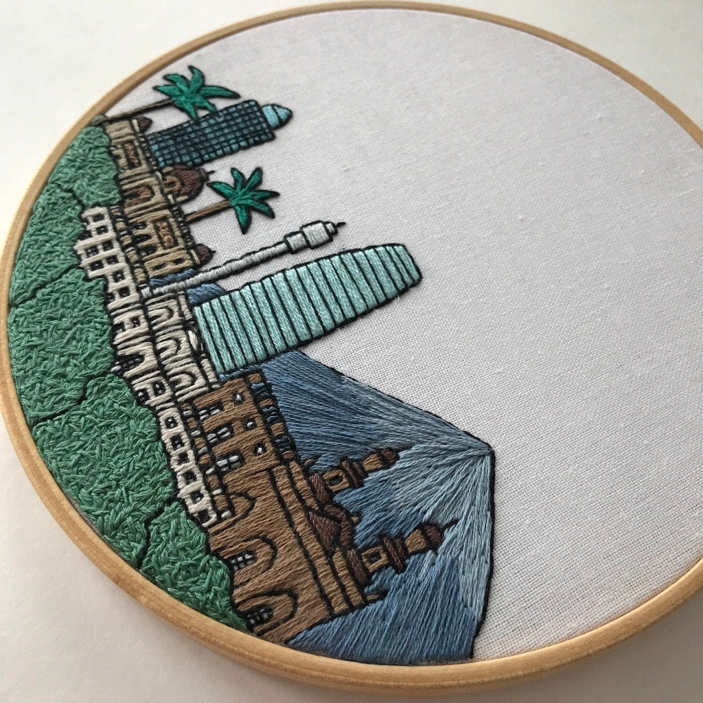 Santiago, Chile, Cityscape - Hand Embroidery Pattern (PDF)