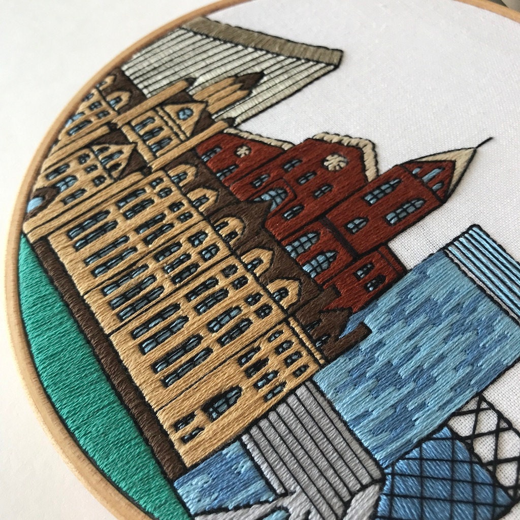 Manchester, United Kingdom, Cityscape - Hand Embroidery Pattern (PDF)