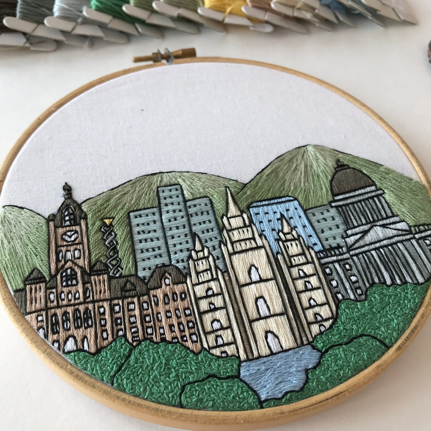 Salt Lake City, UT, Skyline - Hand Embroidery Pattern (PDF)