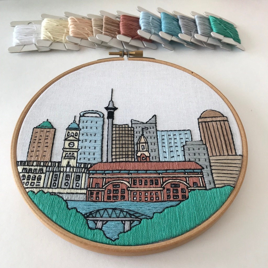 Auckland, New Zealand, Cityscape - Hand Embroidery Pattern (PDF)
