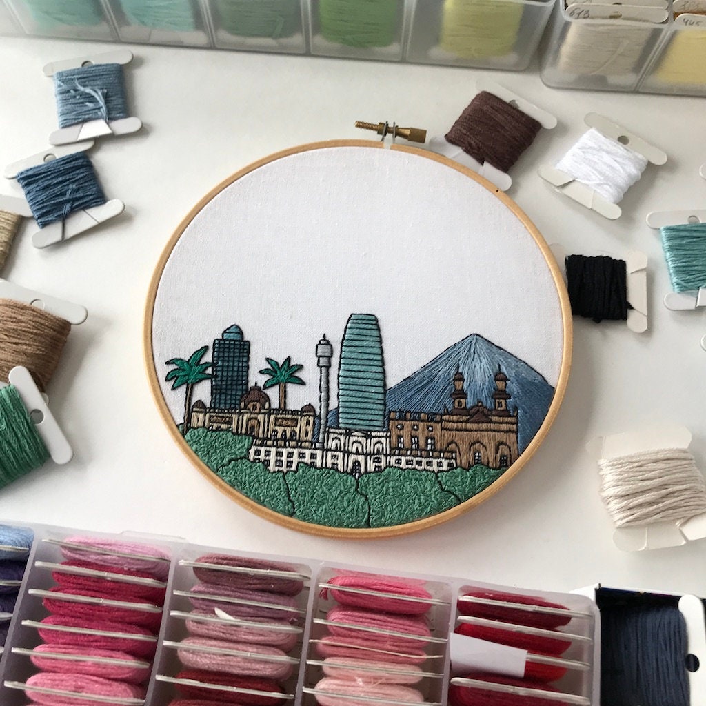 Santiago, Chile, Cityscape - Hand Embroidery Pattern (PDF)