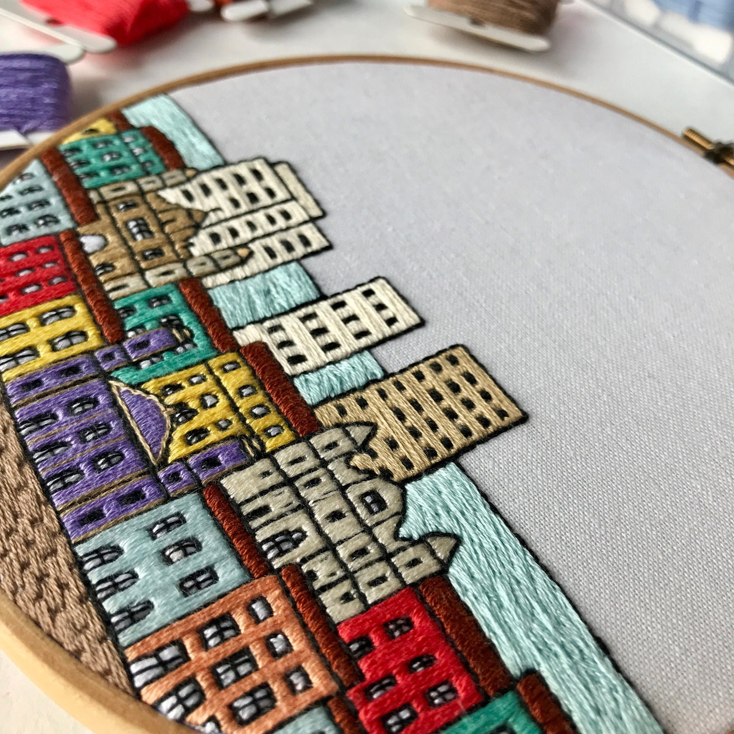 Salvador da Bahia, Brazil, Cityscape - Hand Embroidery Pattern (PDF)