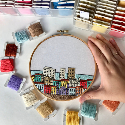 Salvador da Bahia, Brazil, Cityscape - Hand Embroidery Pattern (PDF) faimyxstitch.com