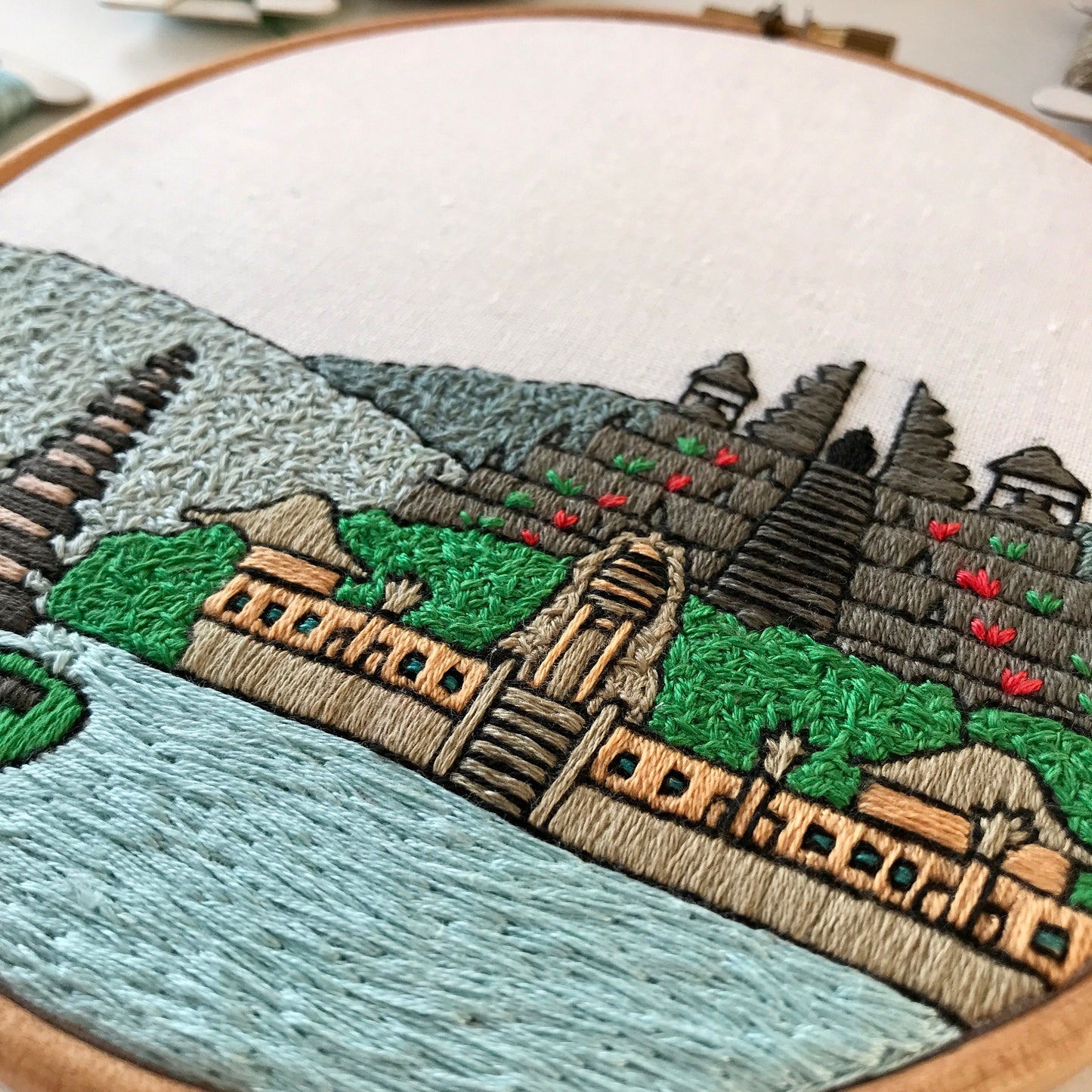 Bali, Indonesia, Landscape - Hand Embroidery Pattern (PDF)