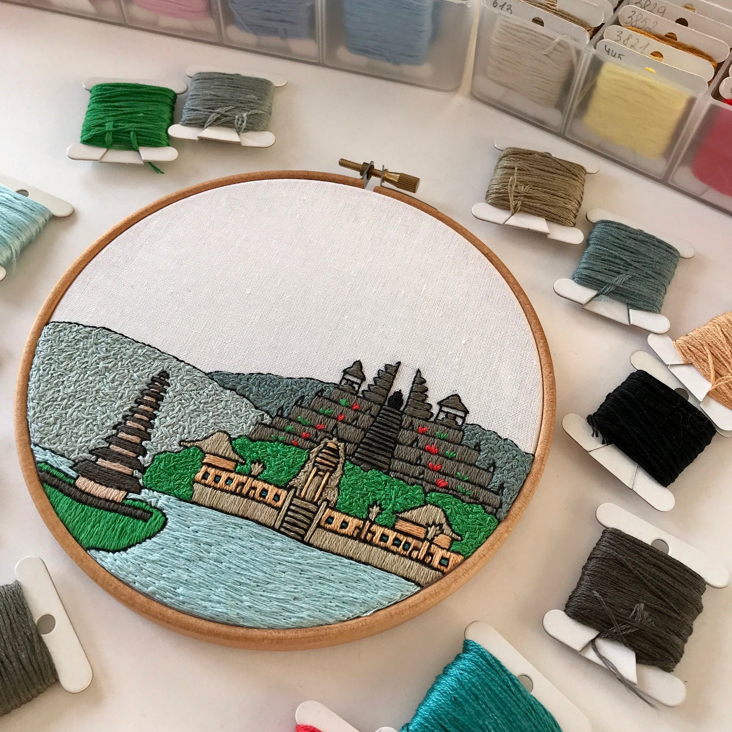 Bali, Indonesia, Landscape - Hand Embroidery Pattern (PDF)