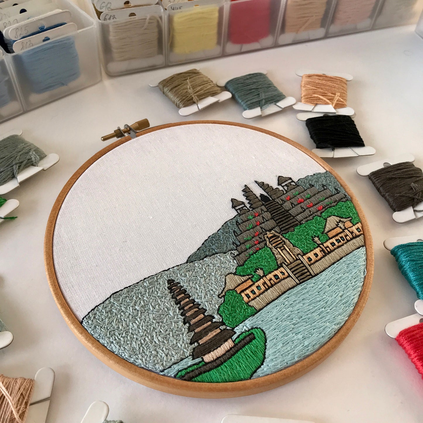 Bali, Indonesia, Landscape - Hand Embroidery Pattern (PDF)