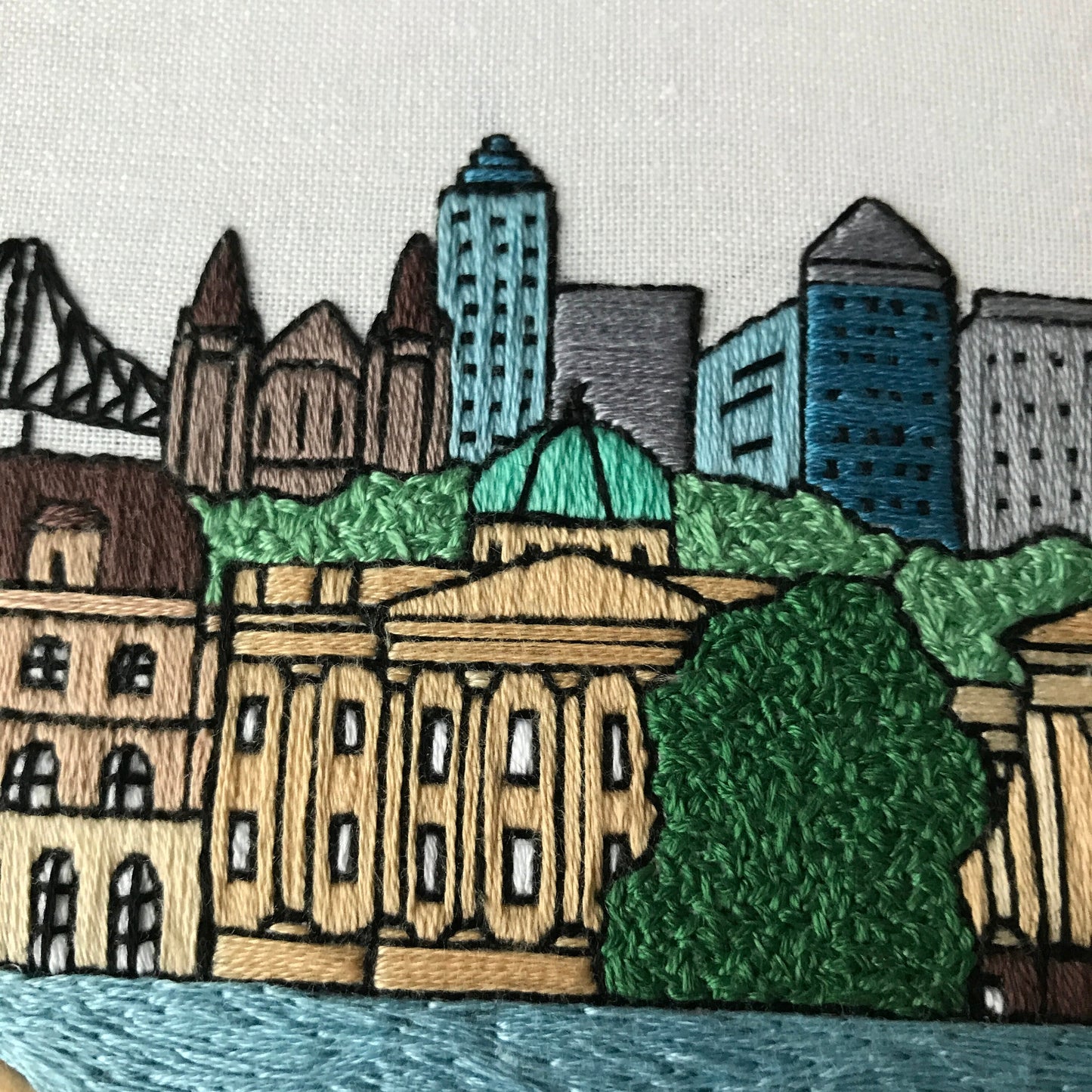 Brisbane, Australia, Cityscape - Hand Embroidery Pattern (PDF)