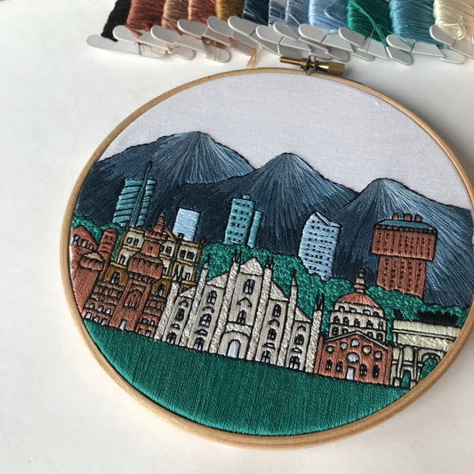 Milan, Italy, Architecture - Hand Embroidery Pattern (PDF) faimyxstitch.com