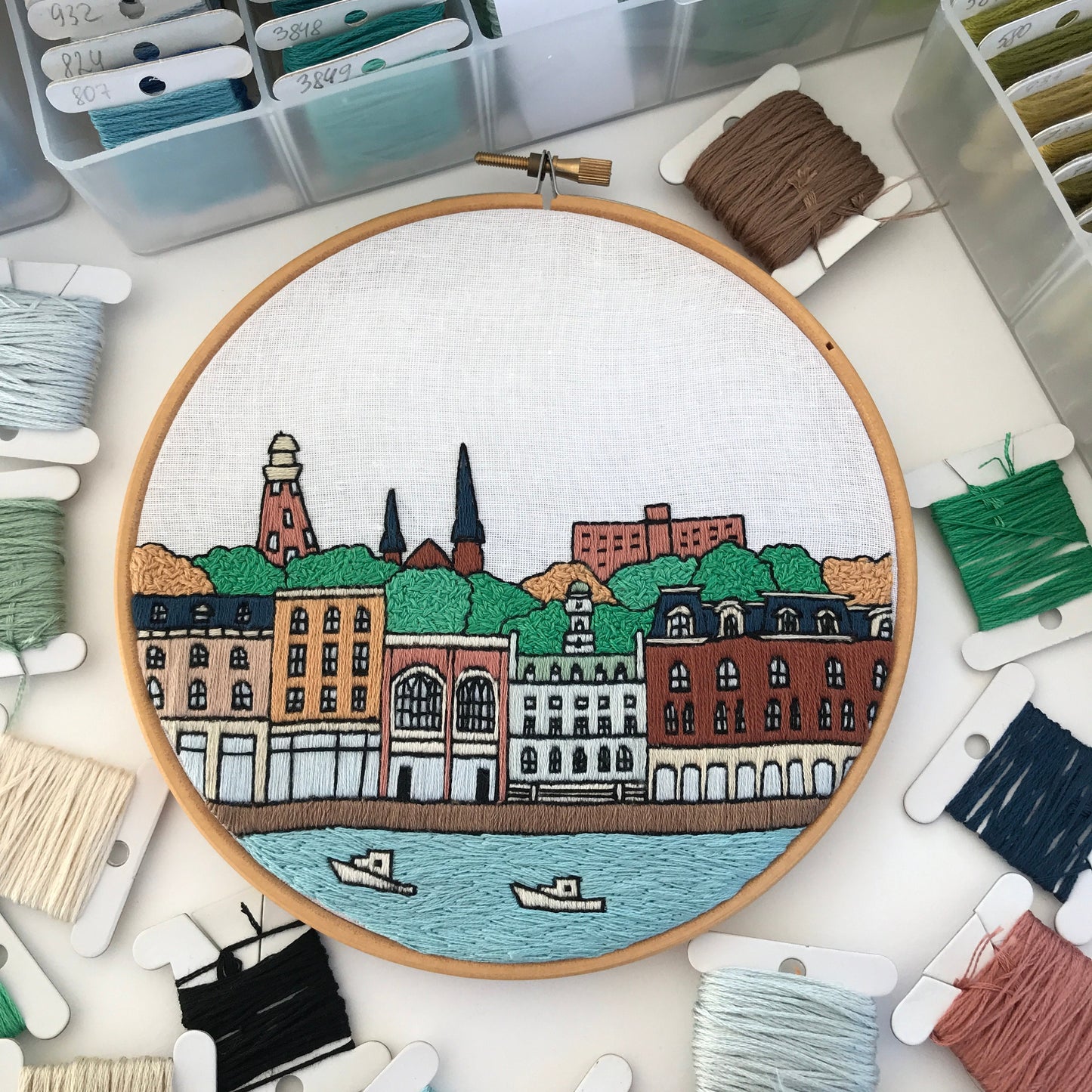 Portland, ME, Cityscape - Hand Embroidery Pattern (PDF)