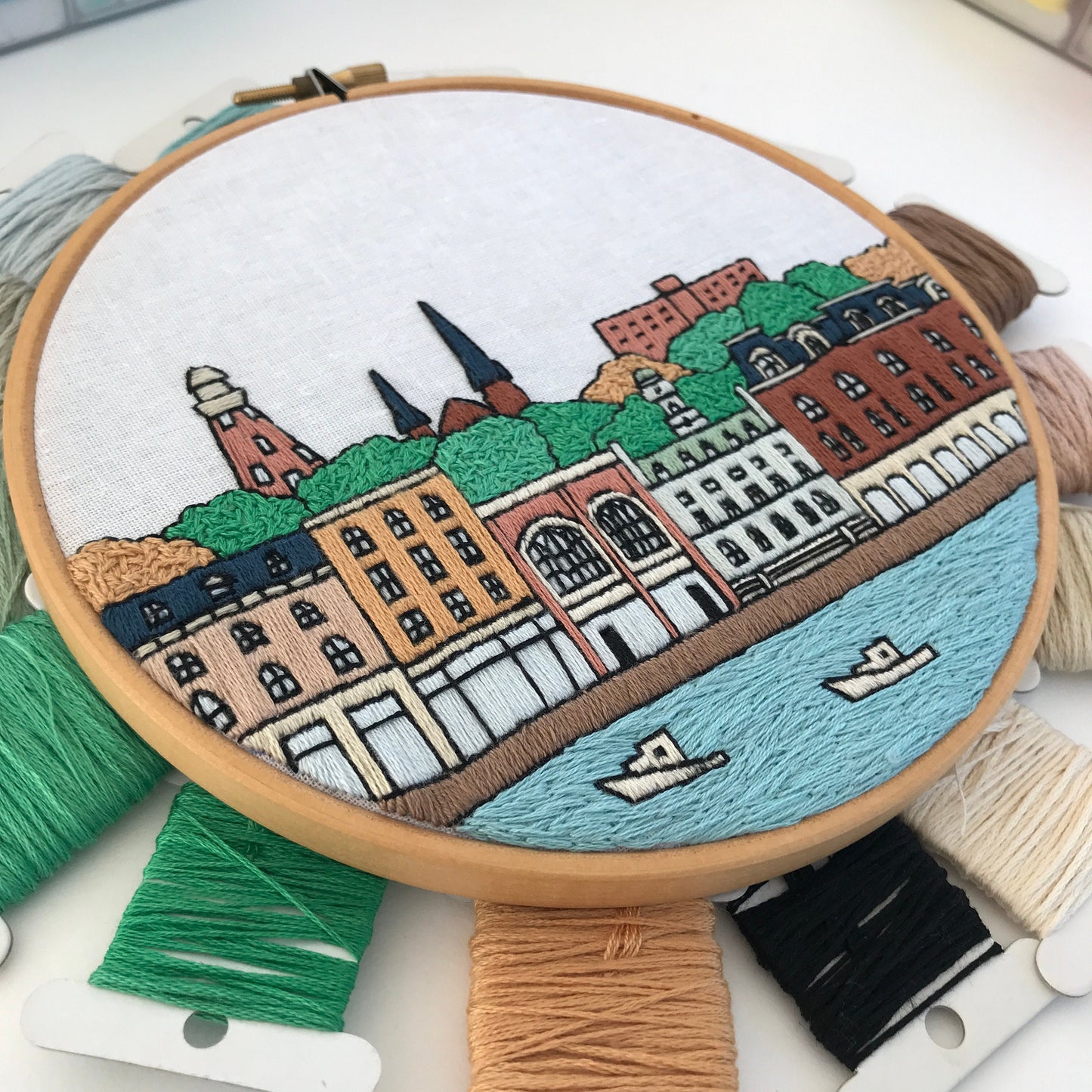 Portland, ME, Cityscape - Hand Embroidery Pattern (PDF)