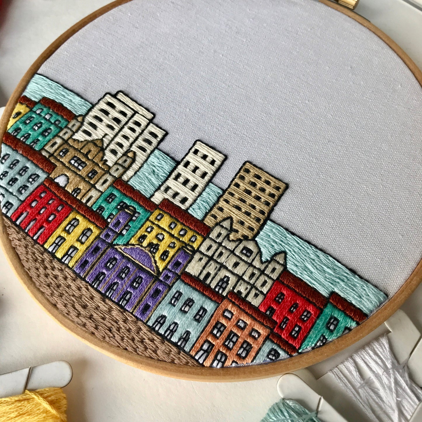 Salvador da Bahia, Brazil, Cityscape - Hand Embroidery Pattern (PDF)
