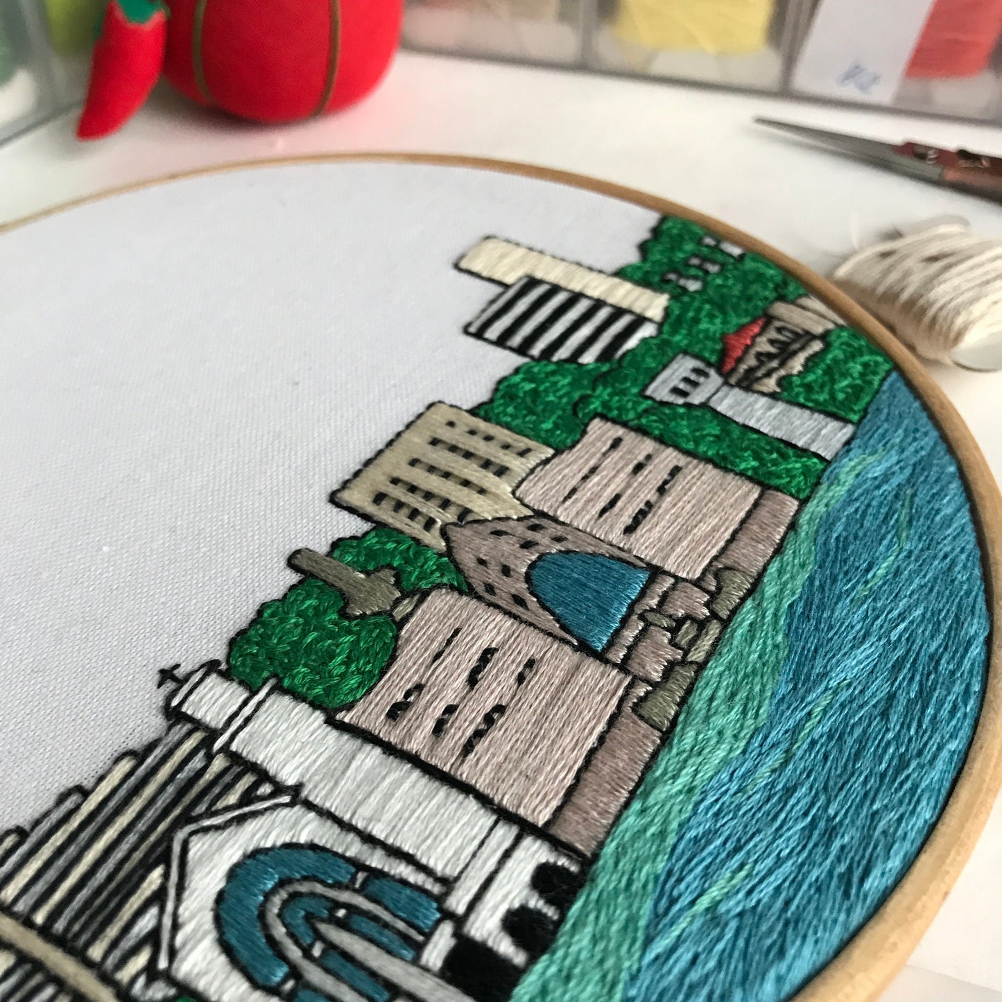 Hagatna, Guam, Cityscape - Hand Embroidery Pattern (PDF)
