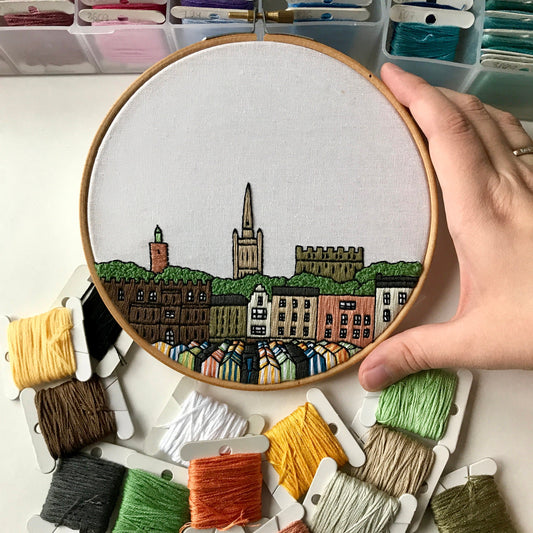 Norwich, United Kingdom, Cityscape - Hand Embroidery Pattern (PDF) faimyxstitch.com