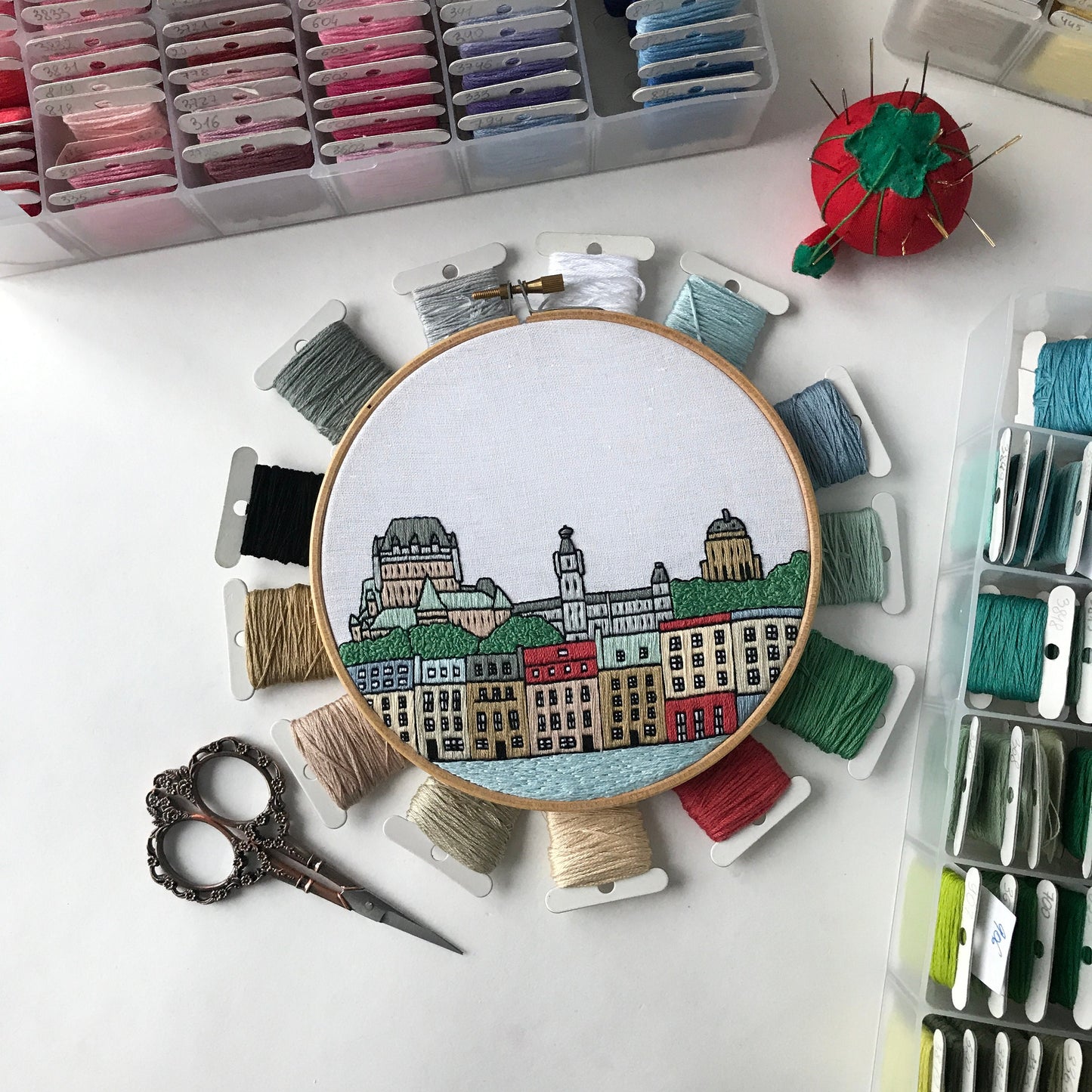 Quebec, Canada, Landmarks - Hand Embroidery Pattern (PDF)