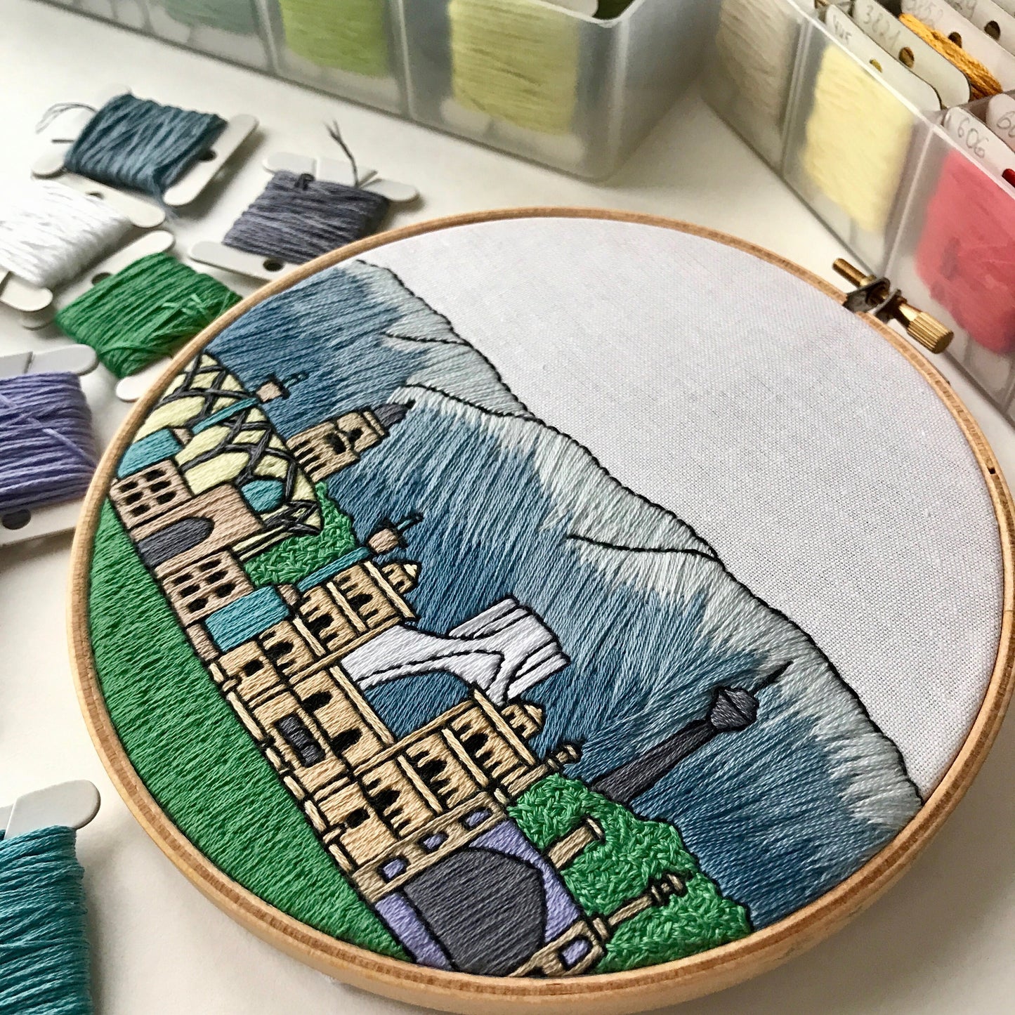 Tehran, Iran, Cityscape - Hand Embroidery Pattern (PDF)