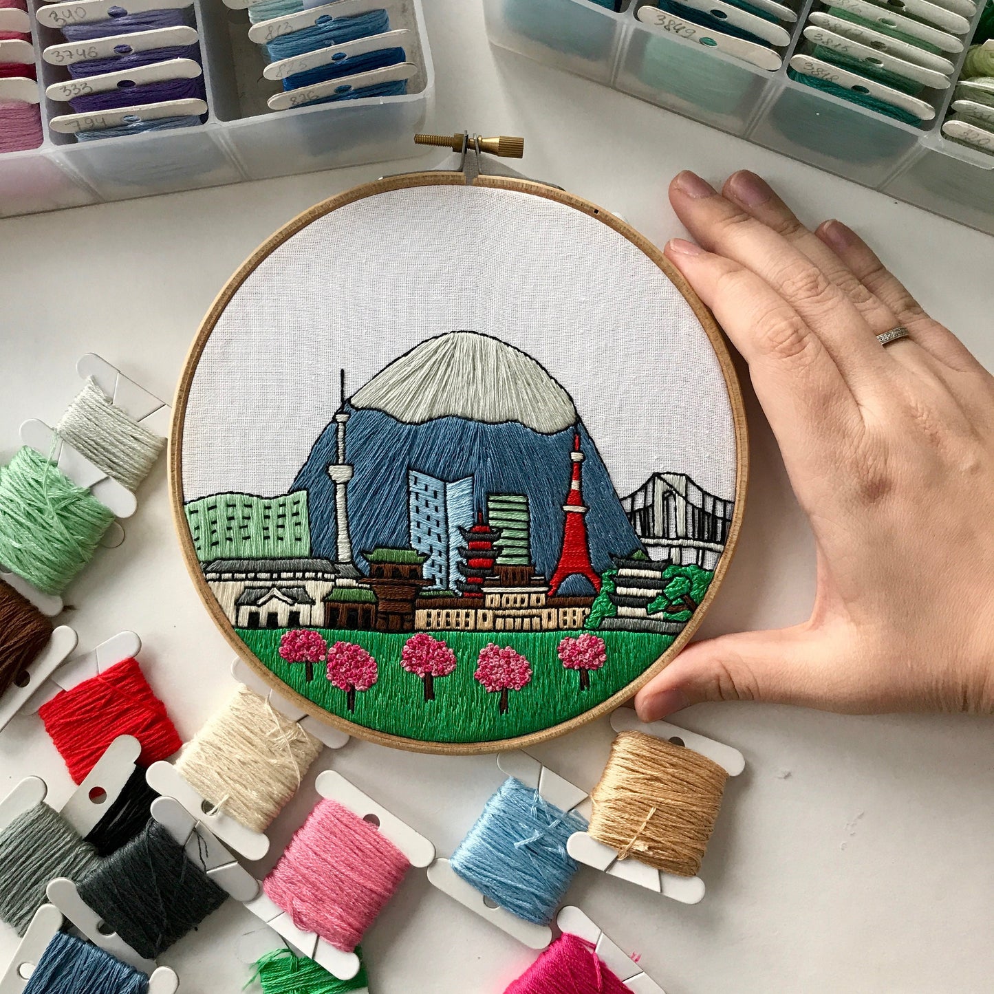 Tokyo, Japan, Cityscape - Hand Embroidery Pattern (PDF)