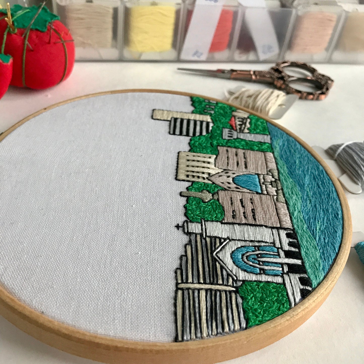 Hagatna, Guam, Cityscape - Hand Embroidery Pattern (PDF)