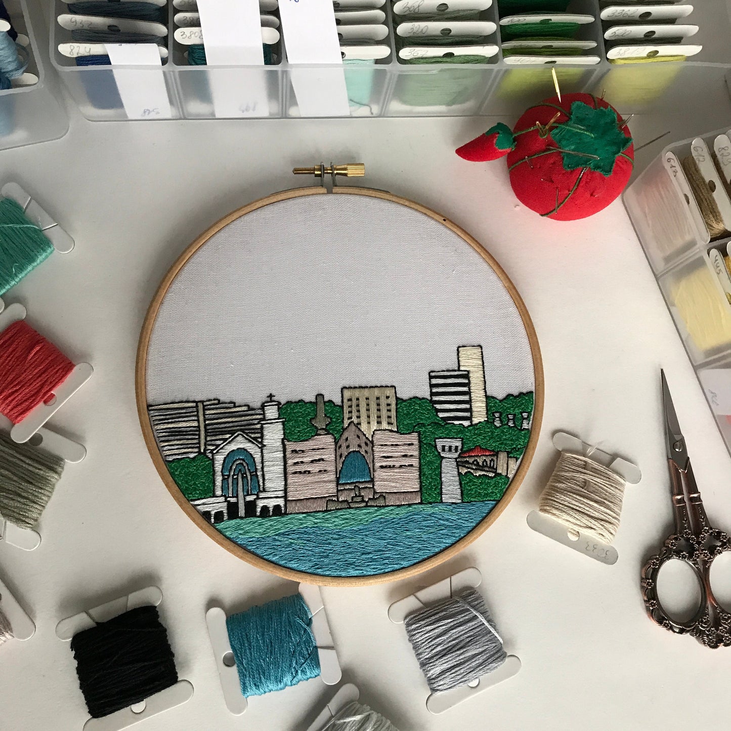 Hagatna, Guam, Cityscape - Hand Embroidery Pattern (PDF)