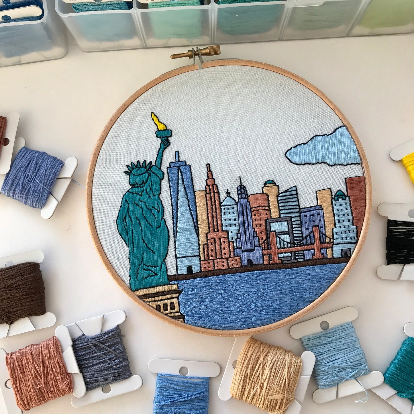 New York, NY, Skyline - Hand Embroidery Pattern (PDF)