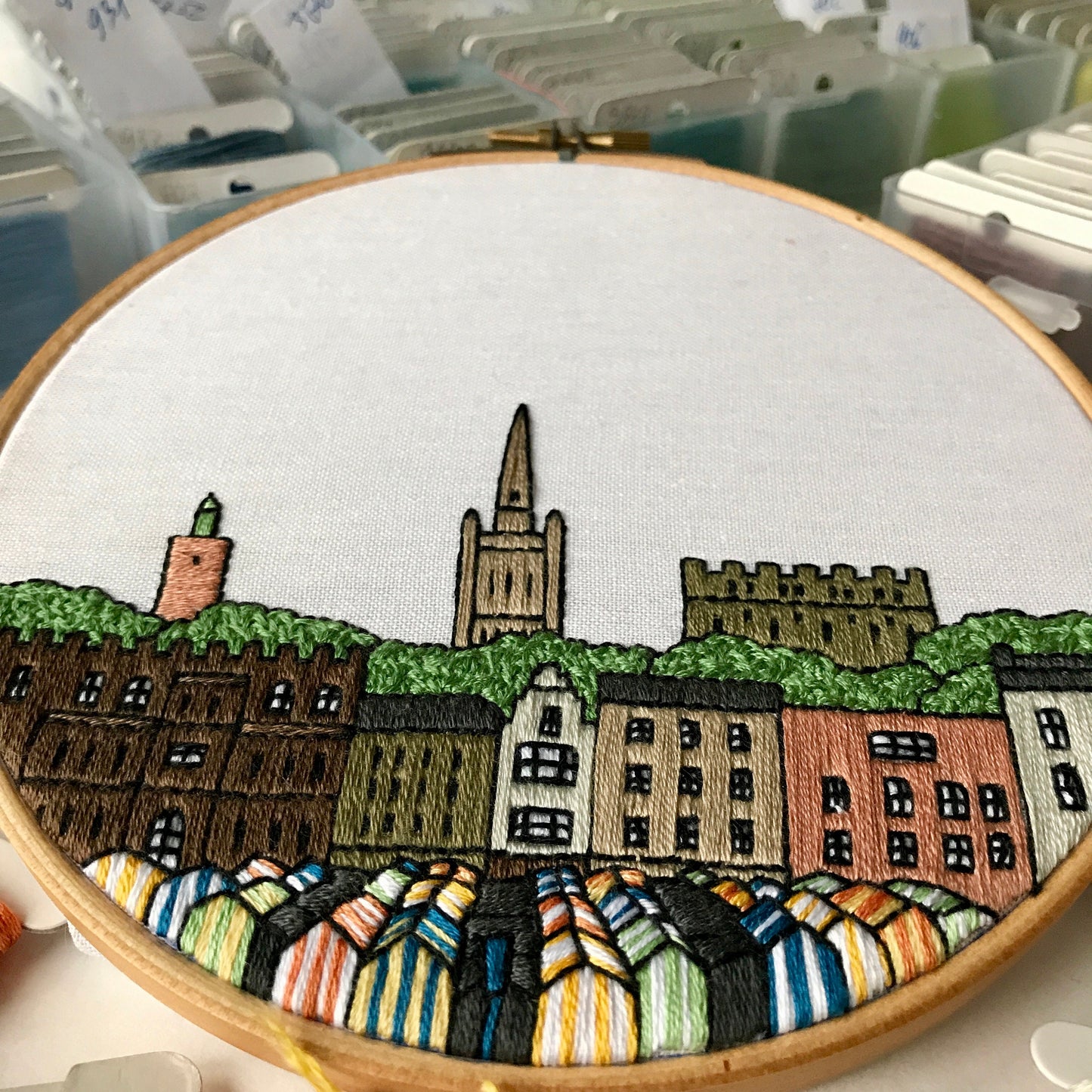 Norwich, United Kingdom, Cityscape - Hand Embroidery Pattern (PDF)