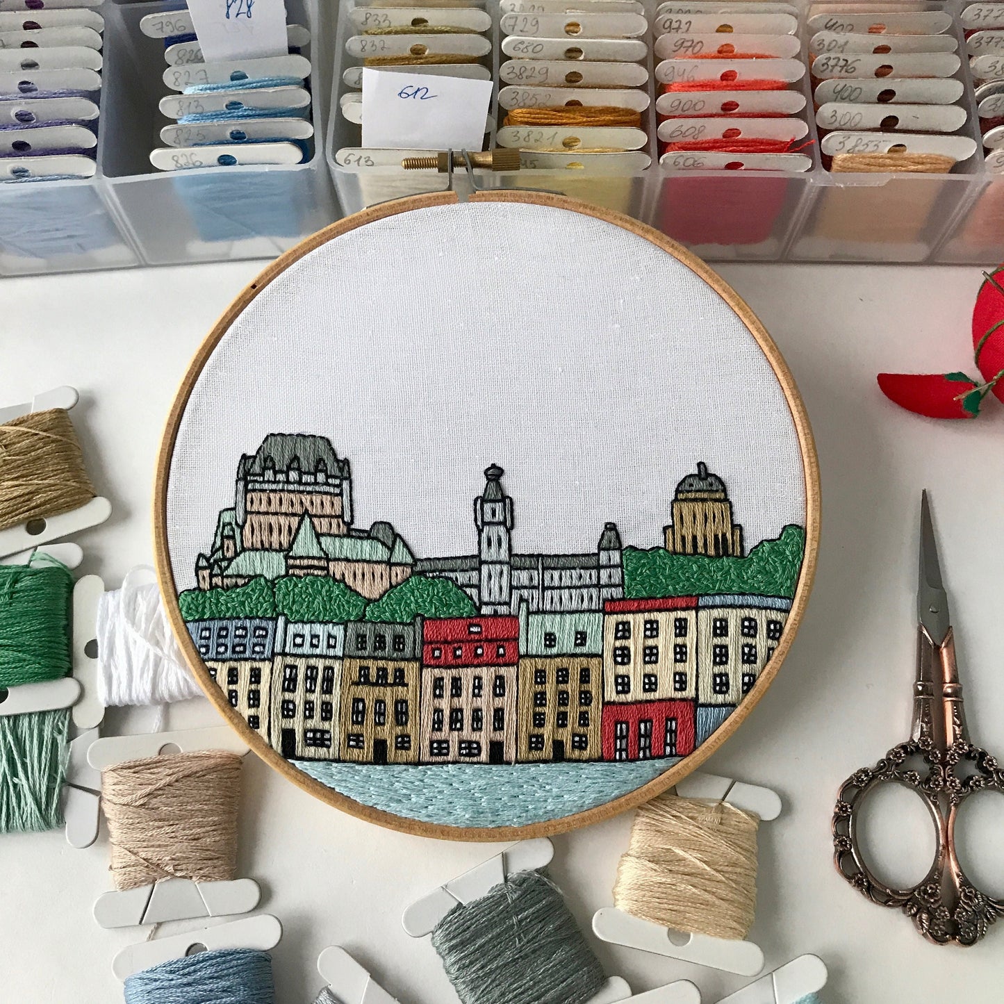Quebec, Canada, Landmarks - Hand Embroidery Pattern (PDF)