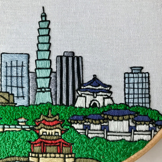 Taipei, Taiwan, Cityscape - Hand Embroidery Pattern (PDF)