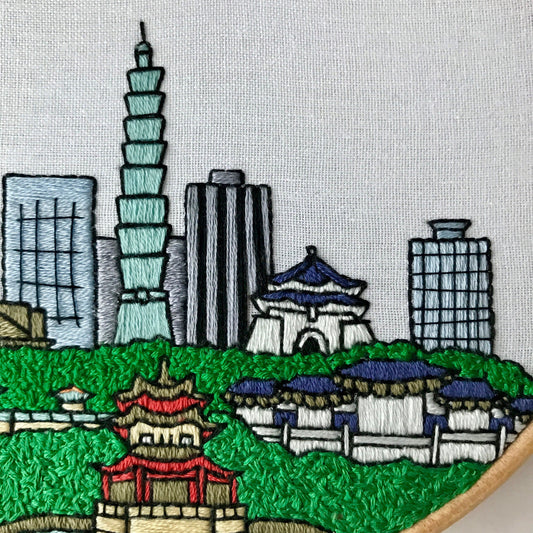 Taipei, Taiwan, Cityscape - Hand Embroidery Pattern (PDF) faimyxstitch.com