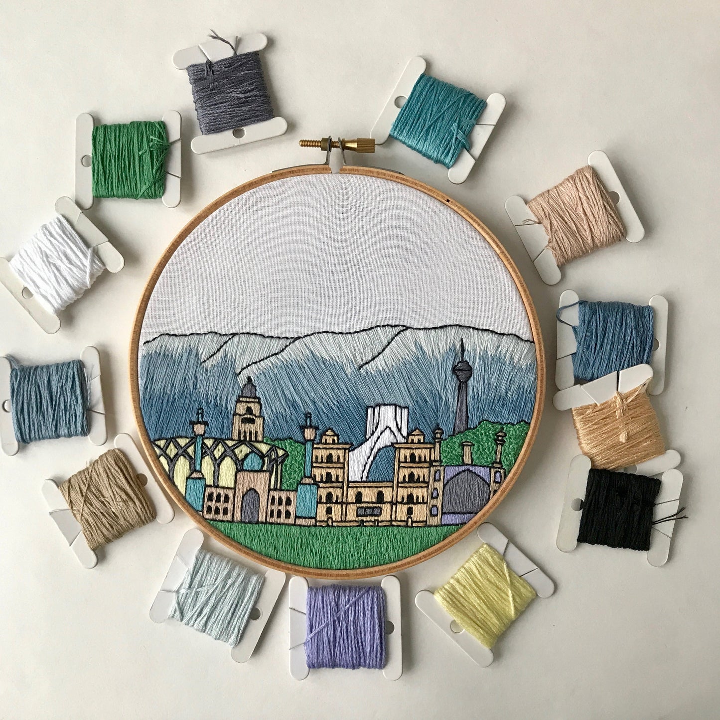 Tehran, Iran, Cityscape - Hand Embroidery Pattern (PDF)