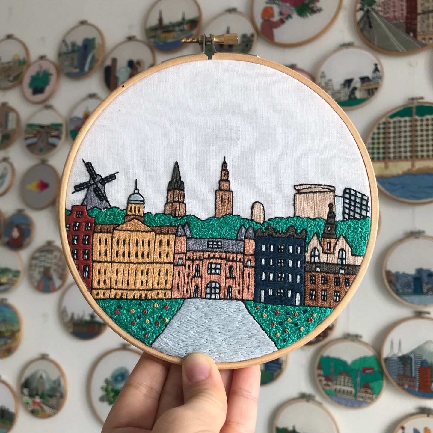 Amsterdam, Netherlands, Cityscape - Hand Embroidery Pattern (PDF)