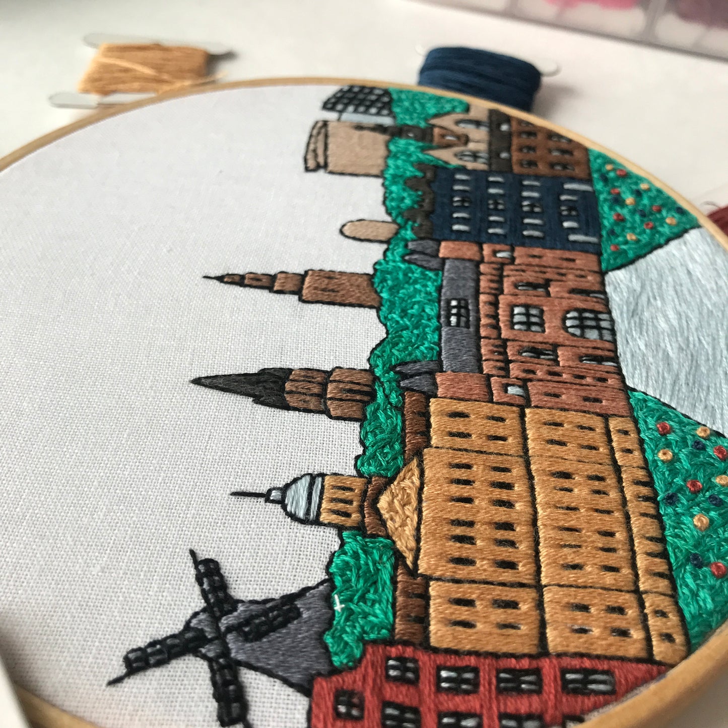 Amsterdam, Netherlands, Cityscape - Hand Embroidery Pattern (PDF)