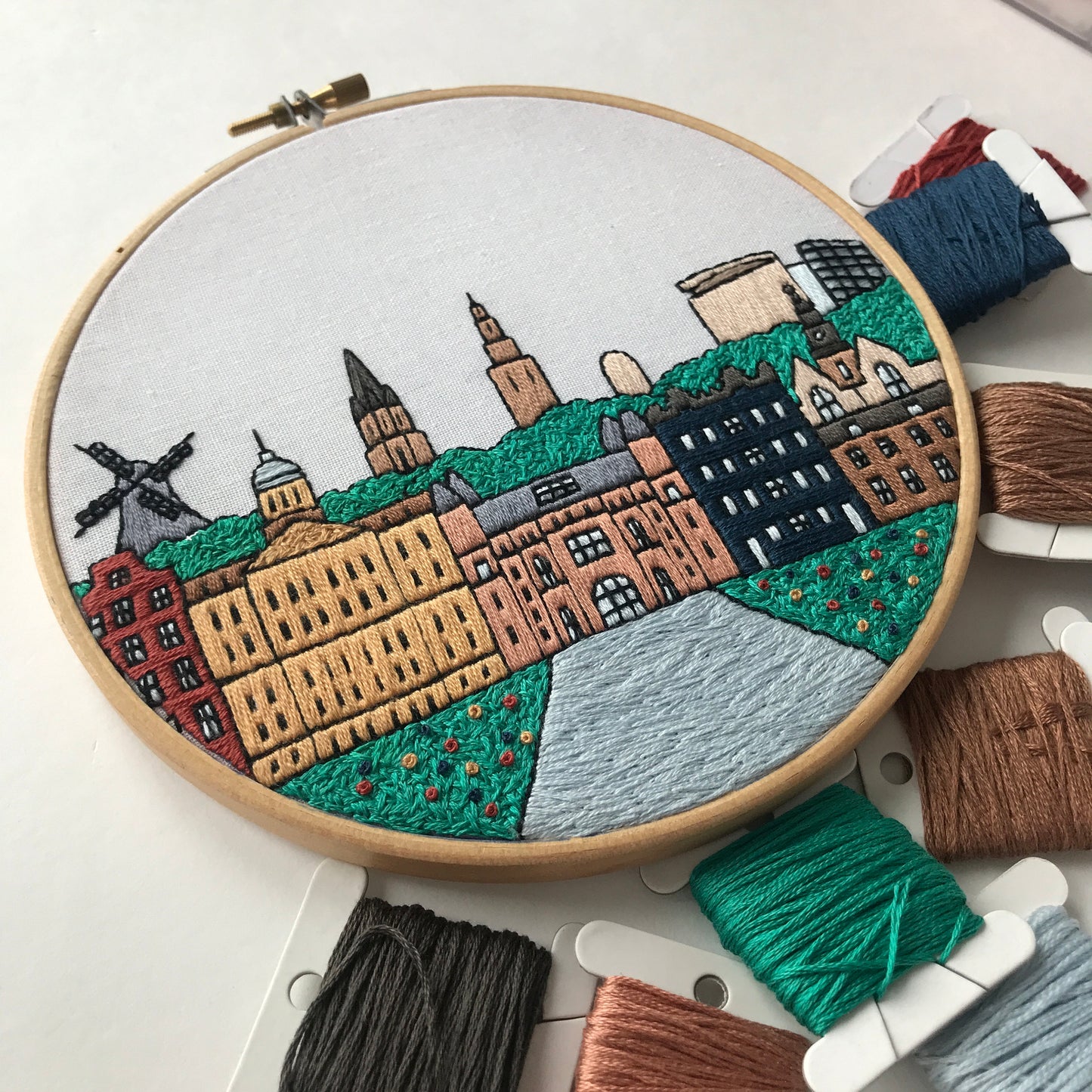 Amsterdam, Netherlands, Cityscape - Hand Embroidery Pattern (PDF)