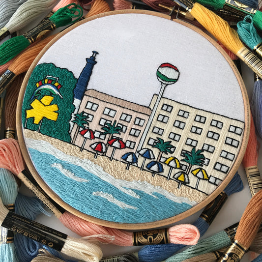 Pensacola Beach, FL, Seascape - Hand Embroidery Pattern (PDF)