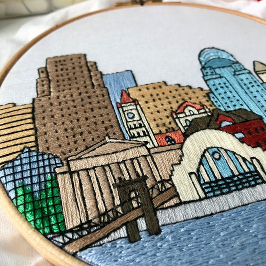 Cincinnati, OH, Cityscape - Hand Embroidery Pattern (PDF)