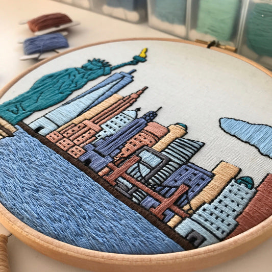 New York, NY, Skyline - Hand Embroidery Pattern (PDF) faimyxstitch.com