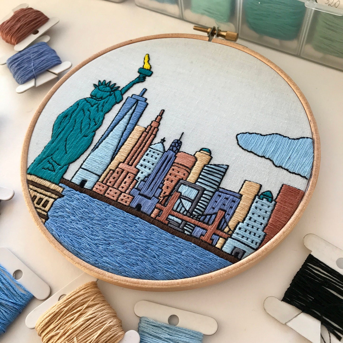 New York, NY, Skyline - Hand Embroidery Pattern (PDF)