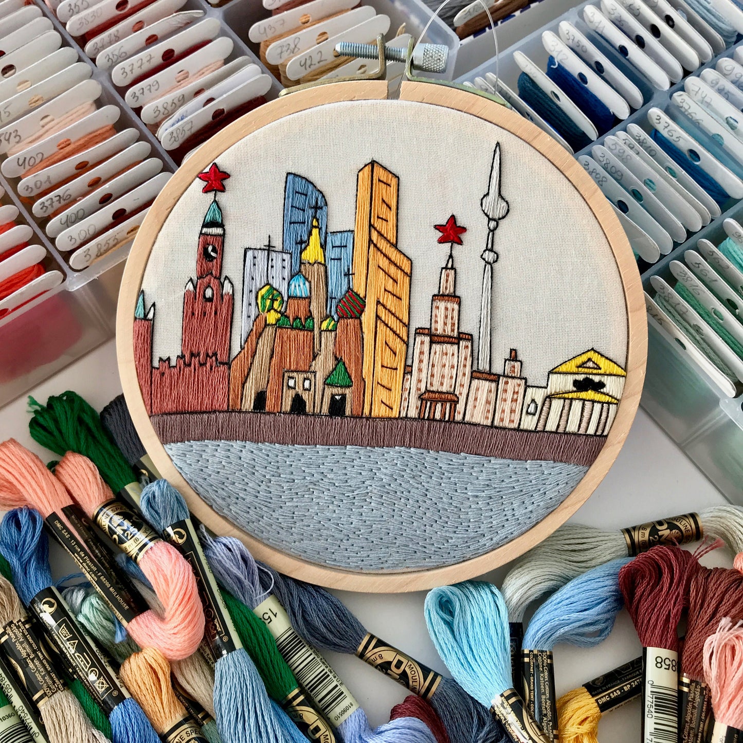 Moscow, Russia, Landmarks - Hand Embroidery Pattern (PDF)
