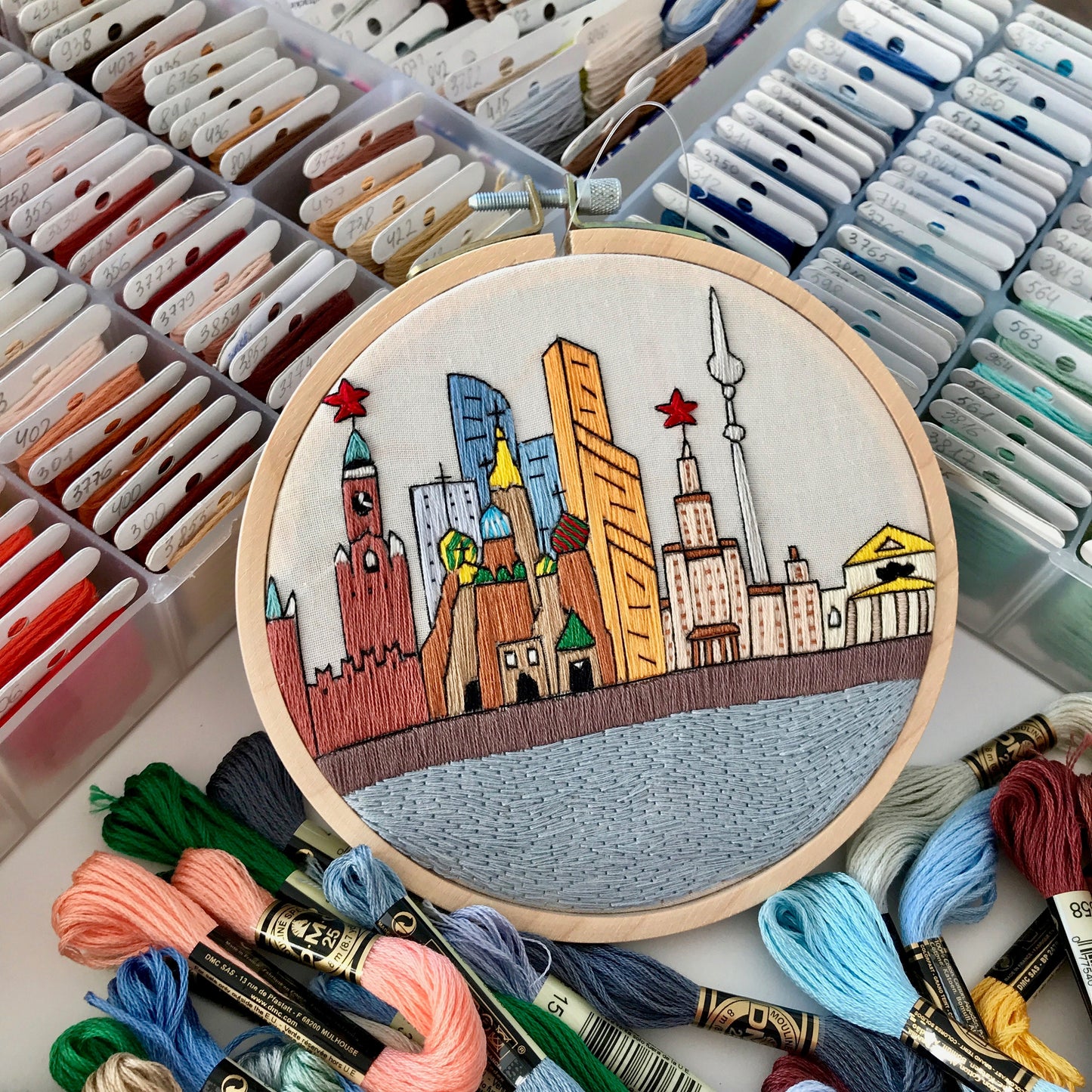 Moscow, Russia, Landmarks - Hand Embroidery Pattern (PDF)