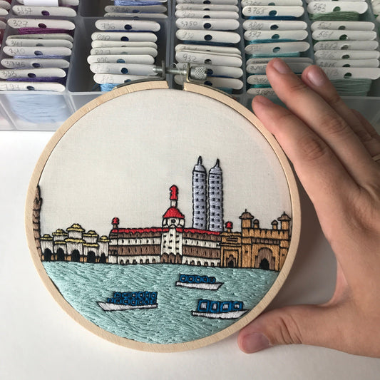 Mumbai, India, Cityscape - Hand Embroidery Pattern (PDF) faimyxstitch.com