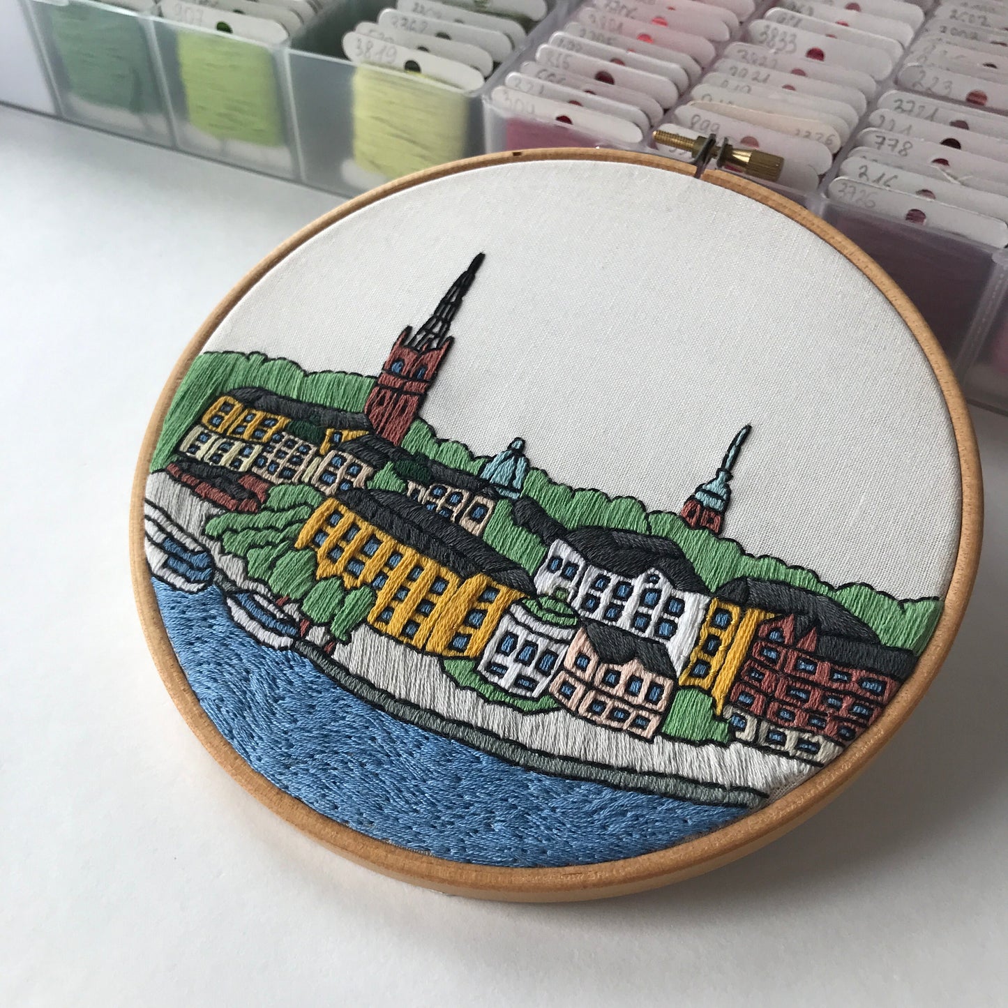 Stockholm, Sweden, Cityscape - Hand Embroidery Pattern (PDF)