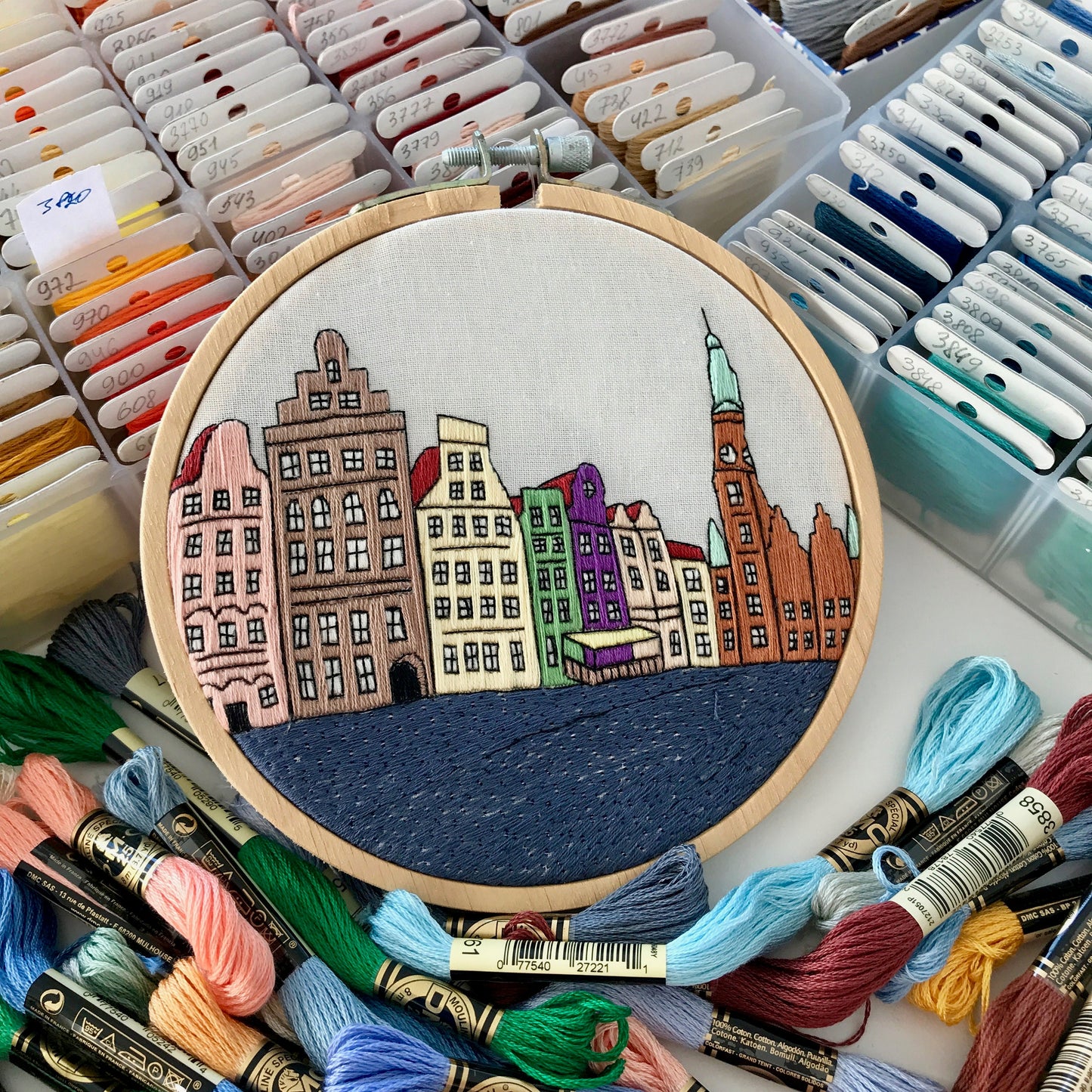 Wroclaw, Poland, Cityscape - Hand Embroidery Pattern (PDF)