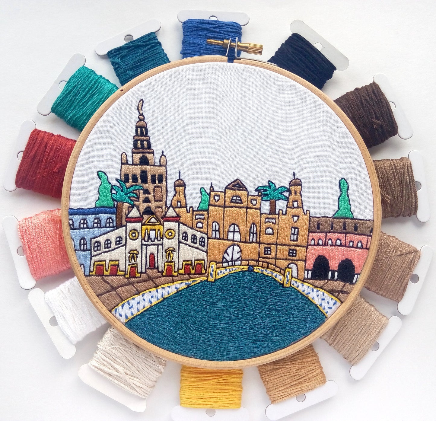Seville, Spain, Cityscape - Hand Embroidery Pattern (PDF)