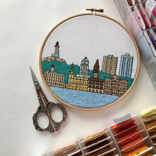 Halifax, Nova Scotia, Harbor - Hand Embroidery Pattern (PDF) faimyxstitch.com