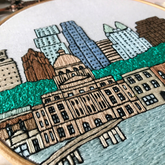 Austin, TX, Cityscape - Hand Embroidery Pattern (PDF)