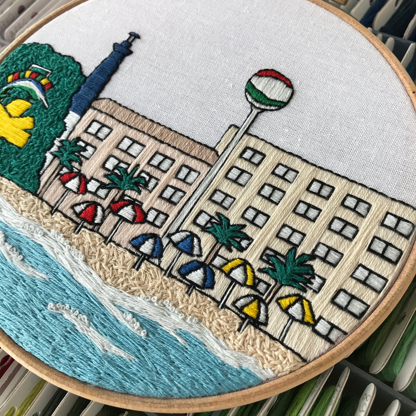 Pensacola Beach, FL, Seascape - Hand Embroidery Pattern (PDF)