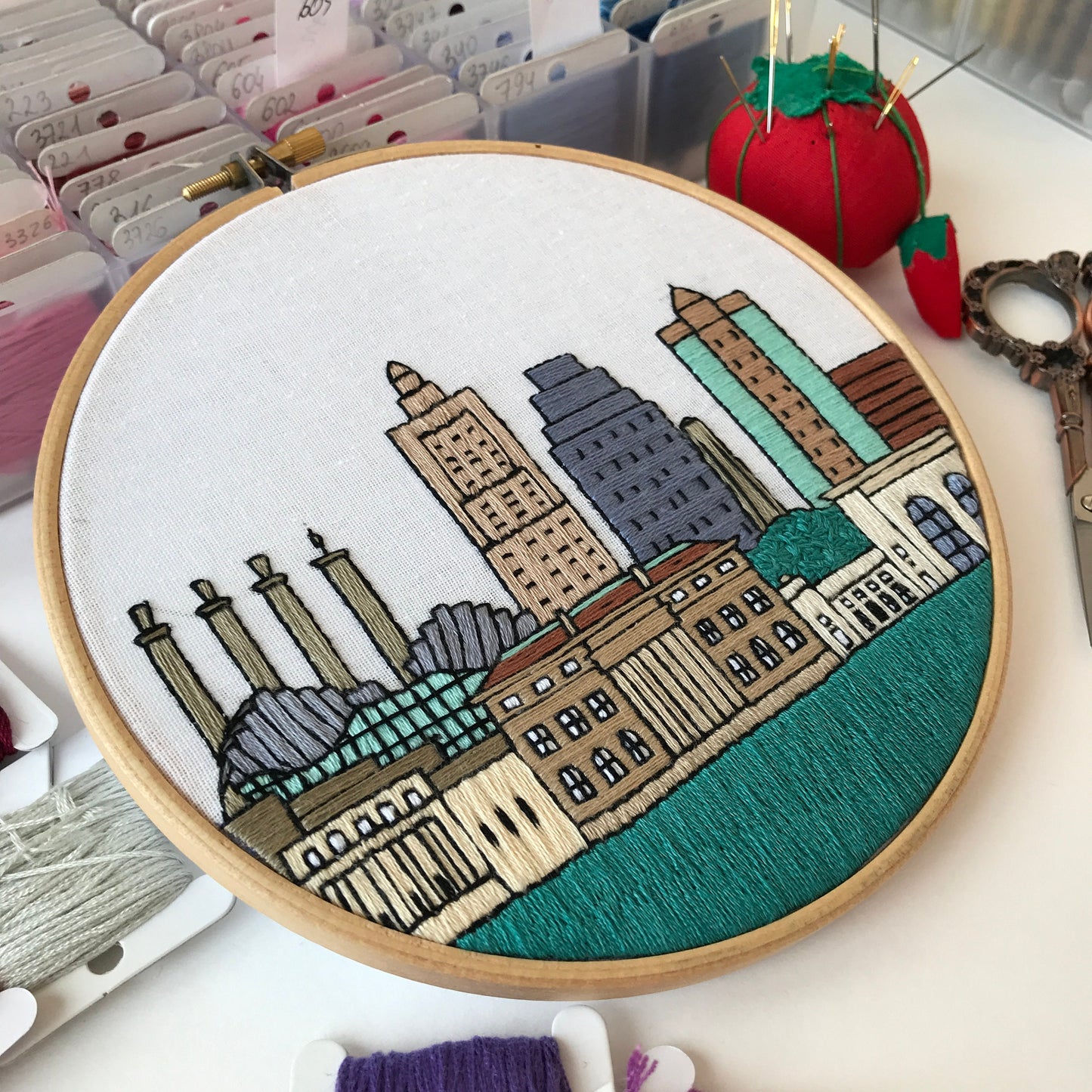 Kansas City, MO, Cityscape - Hand Embroidery Pattern (PDF)